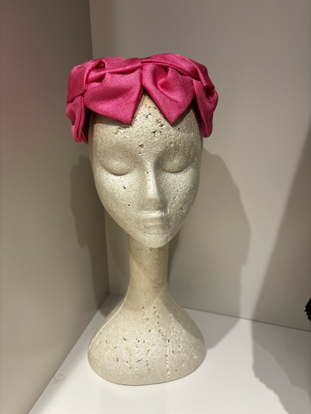 Vintage Pink Satin Knotted Headband fascinator hat handmade
